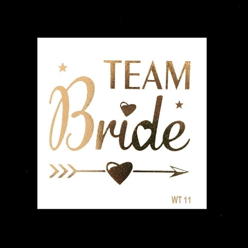 10Pcs Team Bride Tribe Golden Tattoo Stickers Bachelorette Hen Party