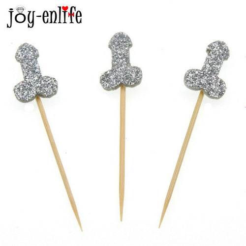 12pcs Glitter Willy Penis Cake Cupcake Topper Wedding Favor Hen Party