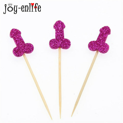 12pcs Glitter Willy Penis Cake Cupcake Topper Wedding Favor Hen Party