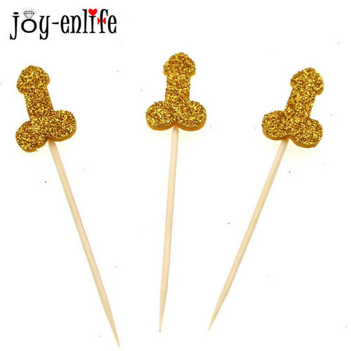 12pcs Glitter Willy Penis Cake Cupcake Topper Wedding Favor Hen Party