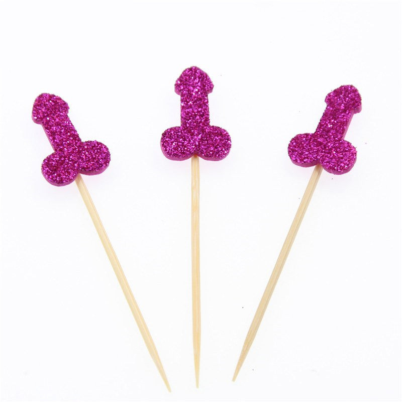 12pcs Glitter Willy Penis Cake Cupcake Topper Wedding Favor Hen Party