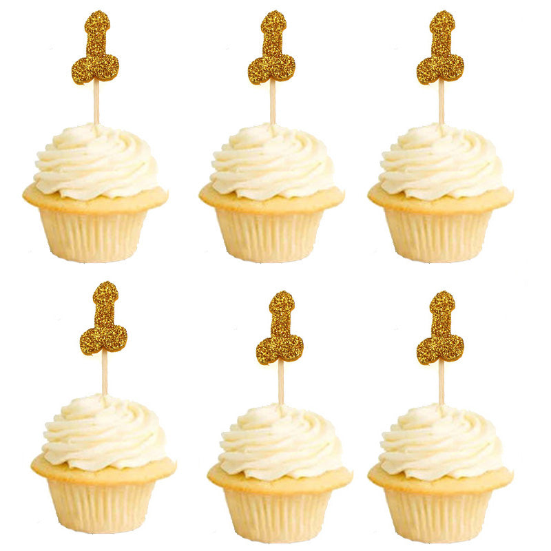 12pcs Glitter Willy Penis Cake Cupcake Topper Wedding Favor Hen Party