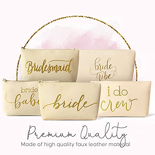 11 Piece Set of Cream Beige Faux Leather Bride and Bridal Party