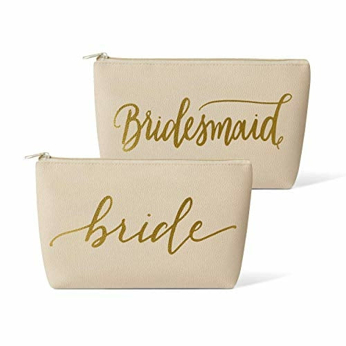 11 Piece Set of Cream Beige Faux Leather Bride and Bridal Party