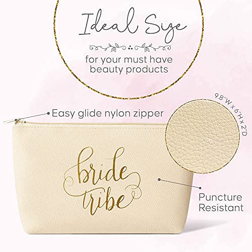 11 Piece Set of Cream Beige Faux Leather Bride and Bridal Party