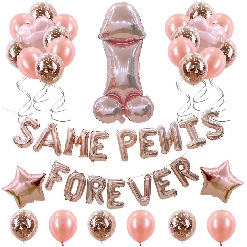 Bachelorette Party Decorations Same Penis Forever Foil Balloon Set Hen