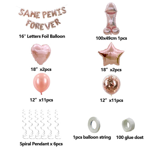 Bachelorette Party Decorations Same Penis Forever Foil Balloon Set Hen