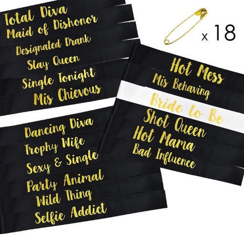 Sash Bachelorette Party | Hen Bride Team Sash Black | Hen Sash Girls