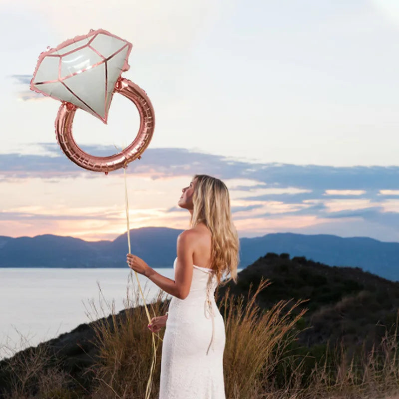 1Pcs Diamond Ring Foil Balloon Wedding Party Bridal Shower Engagement