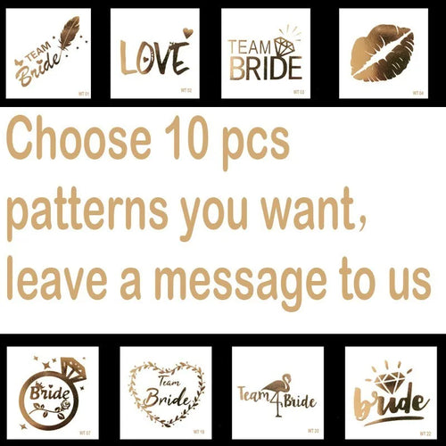 10pc Bachelorette Party team Bride Bridesmaid tribe squad temporary