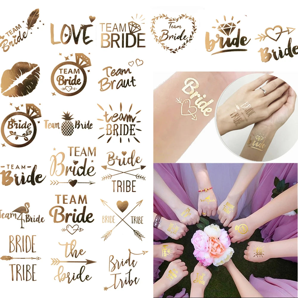 10pc Bachelorette Party team Bride Bridesmaid tribe squad temporary