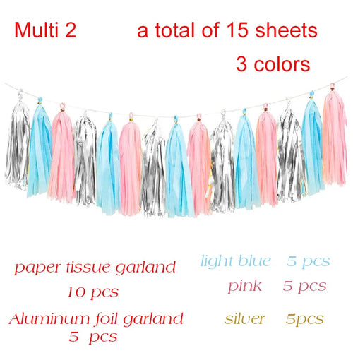 5pcs Wedding Decoration Rose Gold Tissue Paper Tassels Garland