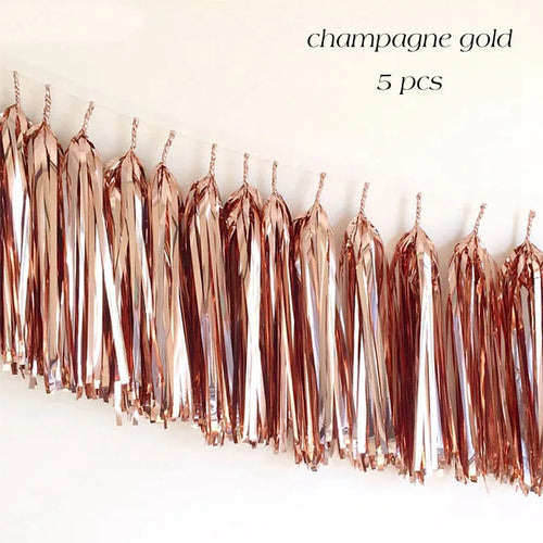 5pcs Wedding Decoration Rose Gold Tissue Paper Tassels Garland