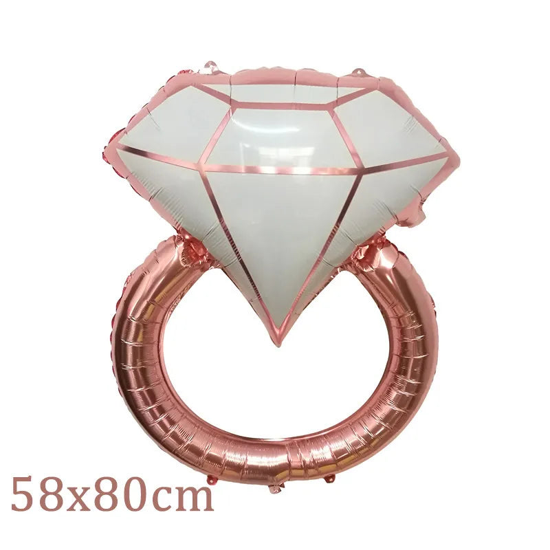 1Pcs Diamond Ring Foil Balloon Wedding Party Bridal Shower Engagement