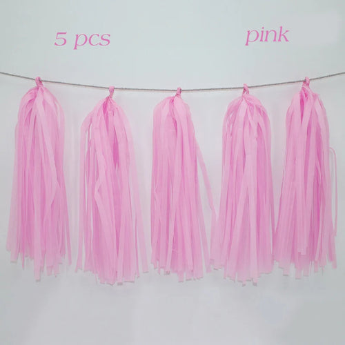 5pcs Wedding Decoration Rose Gold Tissue Paper Tassels Garland