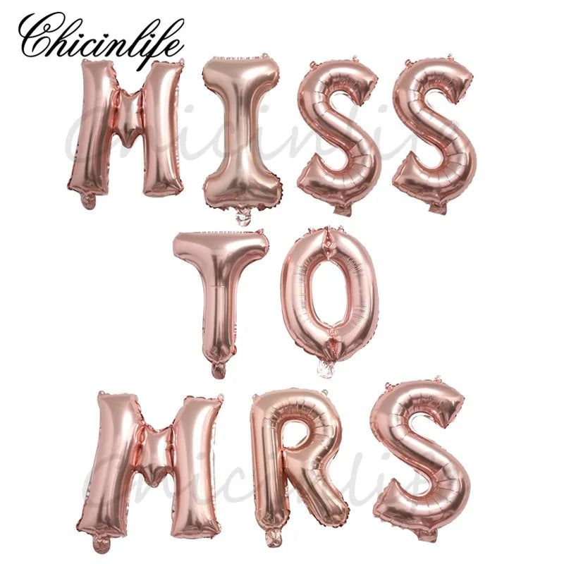 Chicinlife rose gold Miss to Mrs Letter Balloons Bridal Shower Banner