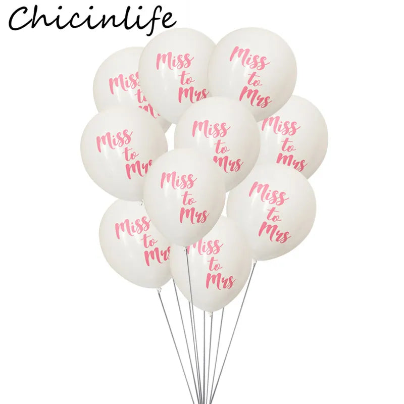 Chicinlife 10Pcs 10inch Miss To Mrs Latex Balloons Bachelorette Hen