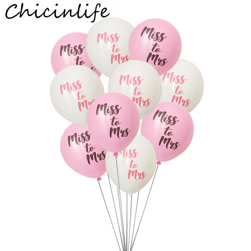 Chicinlife 10Pcs 10inch Miss To Mrs Latex Balloons Bachelorette Hen