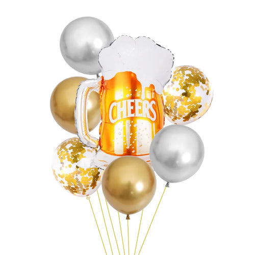 7Pcs Wine Bottle Foil Balloons Birthday Party Decor Confetti Latex