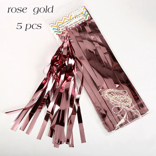 5pcs Wedding Decoration Rose Gold Tissue Paper Tassels Garland