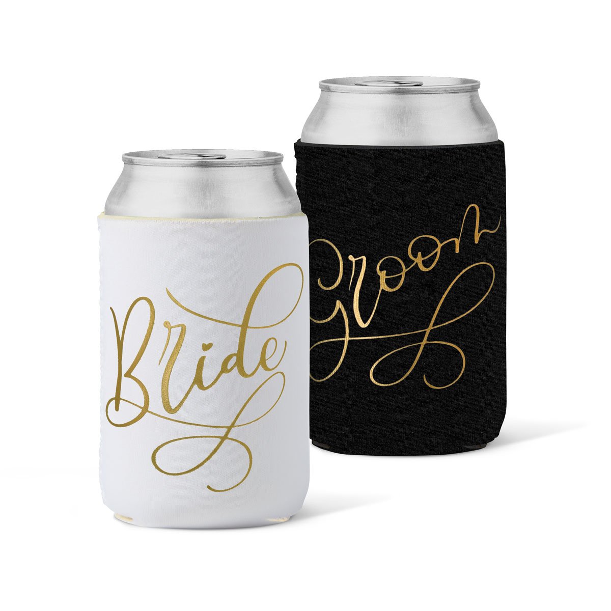 Bride and Groom Can Coolers Set