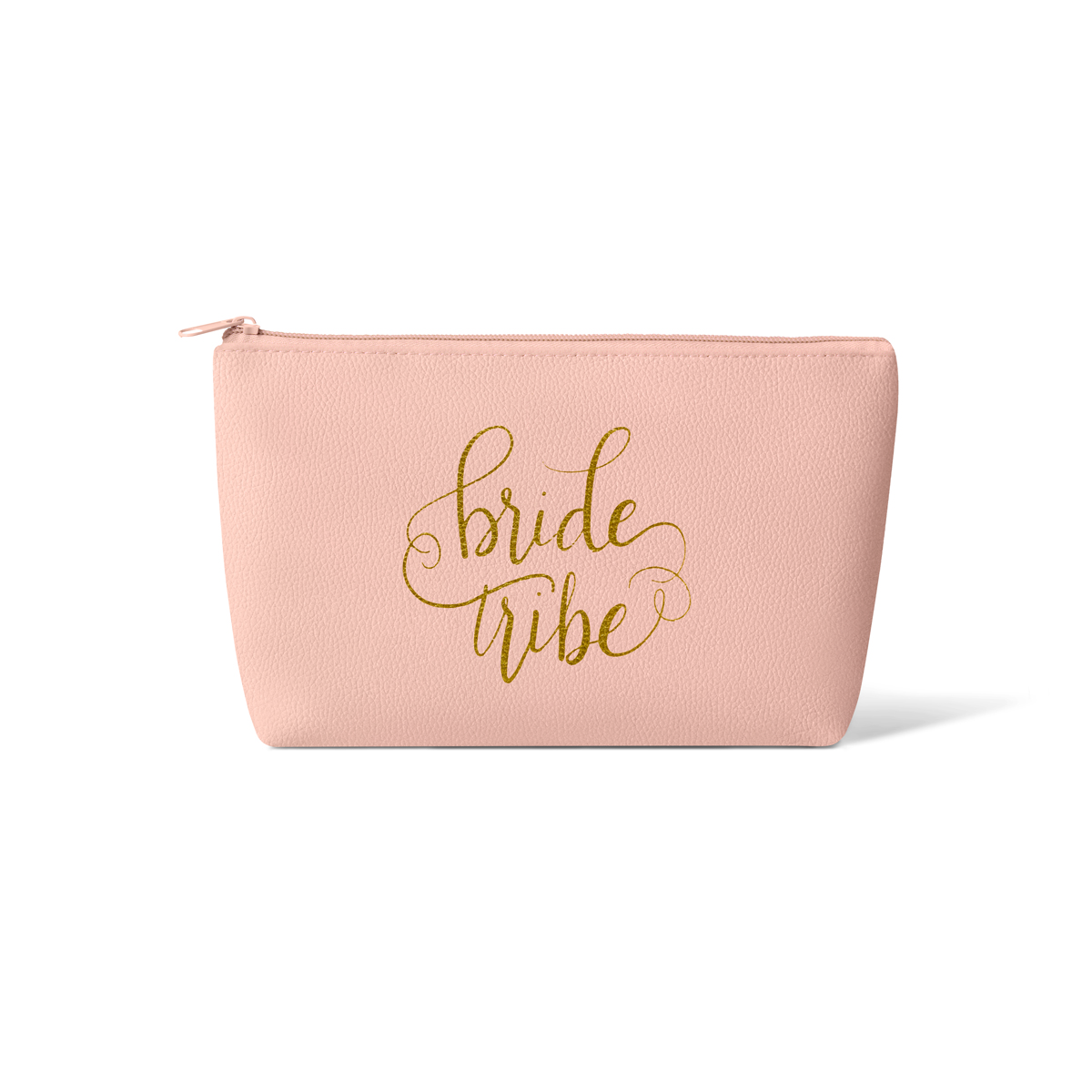 Blush Pink Bride Tribe Faux Leather Makeup Bag