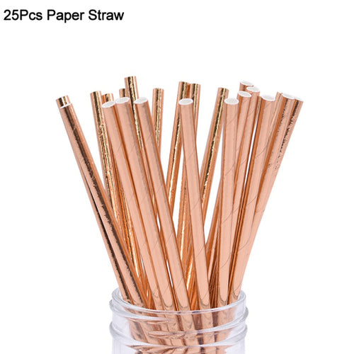 Rose Gold Party Disposable Tableware Set Paper Plate Cup Kids Adult