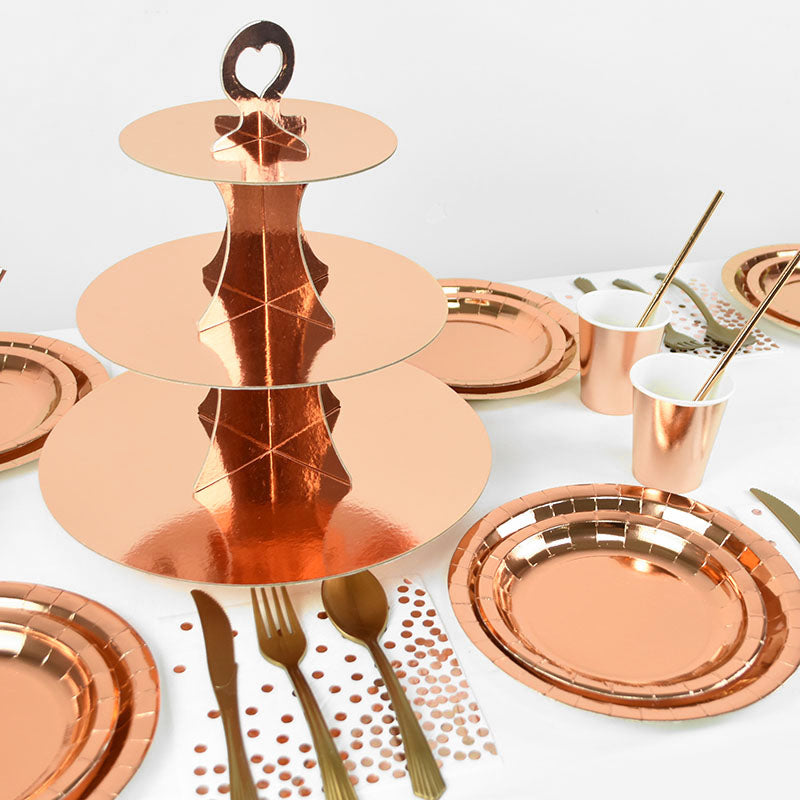 Rose Gold Party Disposable Tableware Set Paper Plate Cup Kids Adult