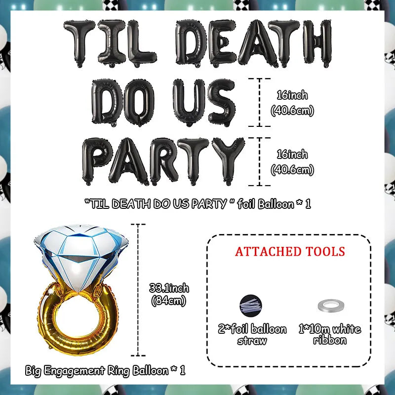 Gothic Bachelorette Party Decoration, Diamond Ring, Foil Balloon,