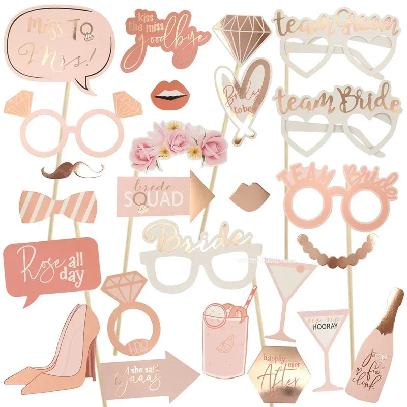 23Pcs Team Bride to Be Paper Photo Booth Props Mask Photobooth