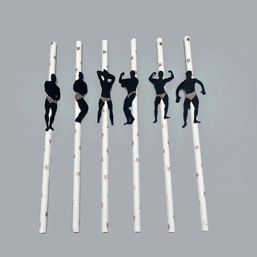 6Pcs Stripper Dancing Men Straws Bachelorette Party Decorations Straws