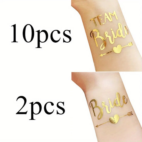 12pcs Combination Golden Team Bride Tattoo Sticker Bride To Be