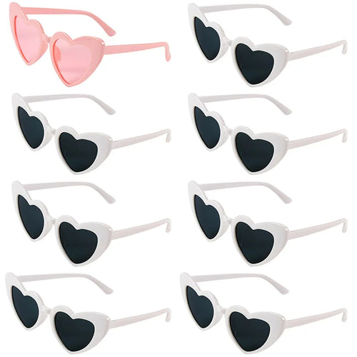 6/8Pcs Bachelorette Hen Party White Pink Sunglasses Heart Glasses