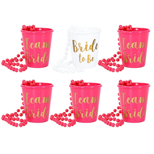 Team Bride Cups Bride To Be Plastic Shot Glasses Necklace Beads