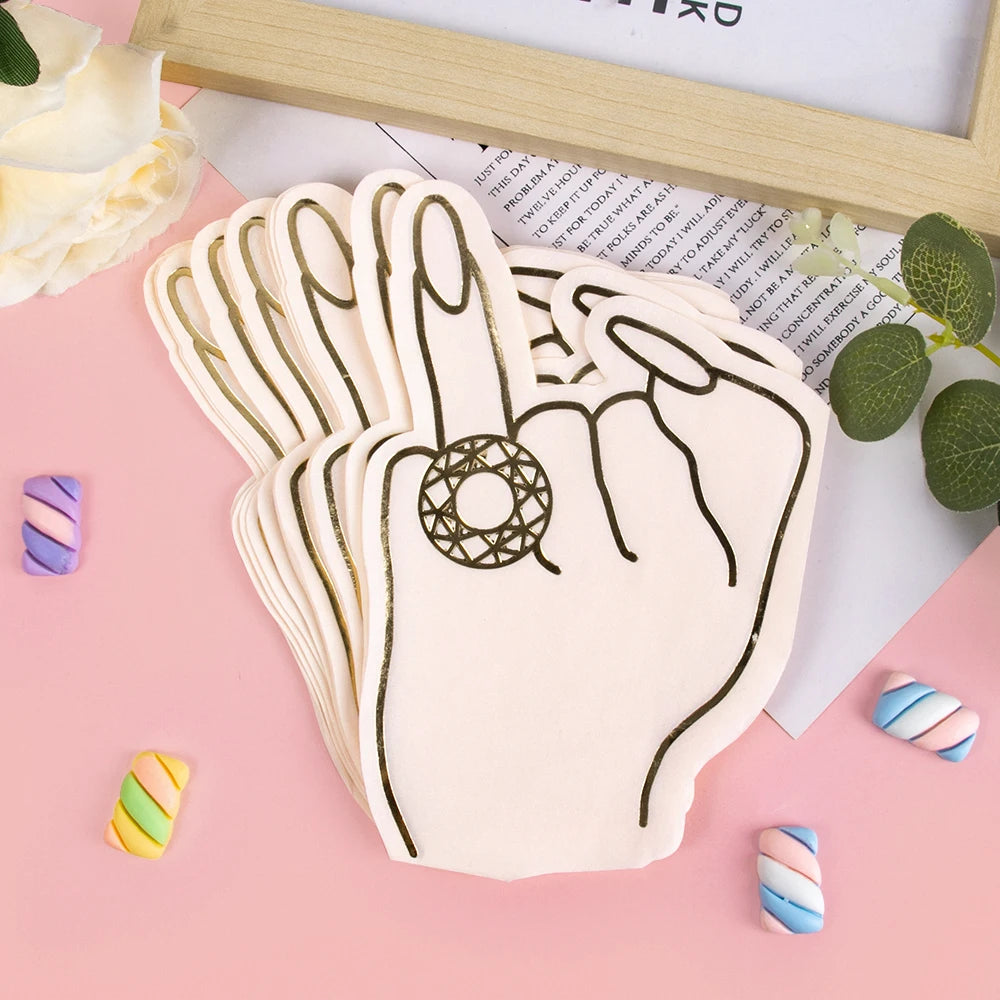 20pcs Dimond Ring Finger Napkins Bachelorette Party Paper Napkins
