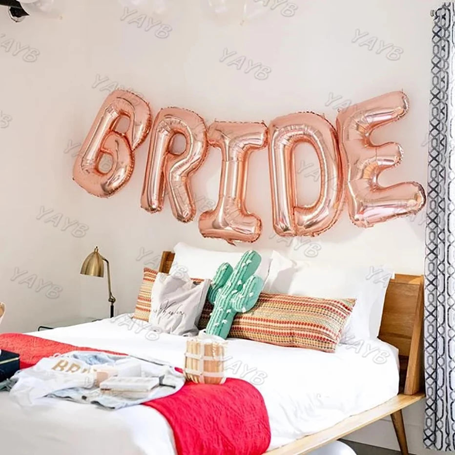 5Pcs Letter Bride Foil Balloons Set Confess Love Air Globos