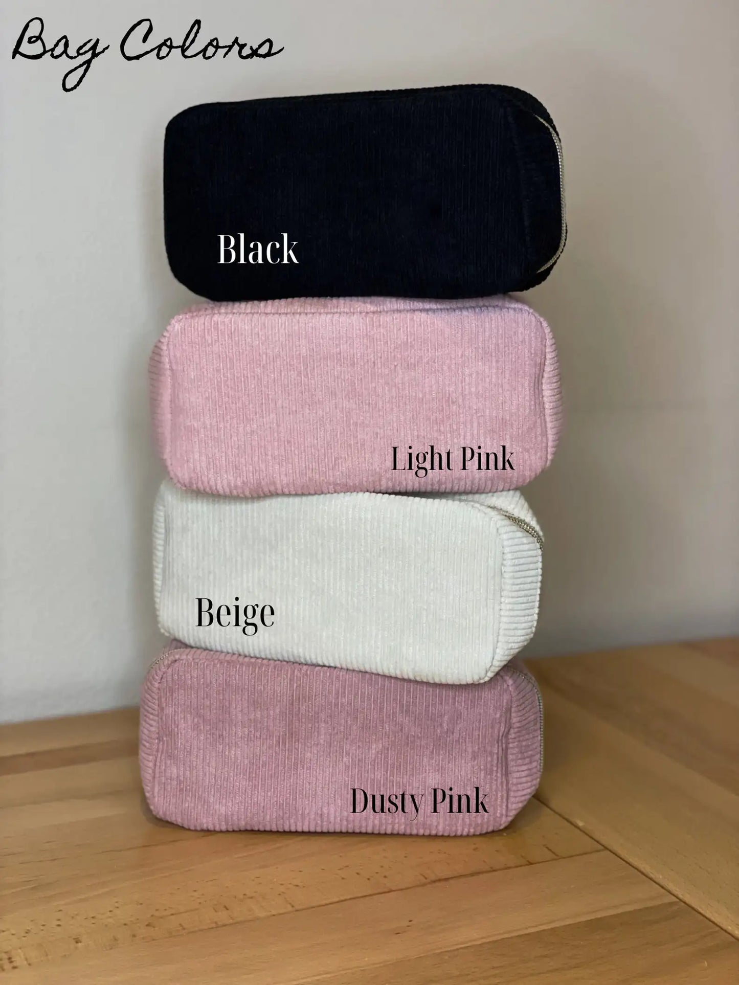 Personalized Embroidered Cosmetic Bag with Name Corduroy Makeup Bag