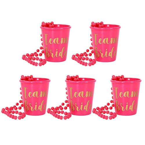 Team Bride Cups Bride To Be Plastic Shot Glasses Necklace Beads