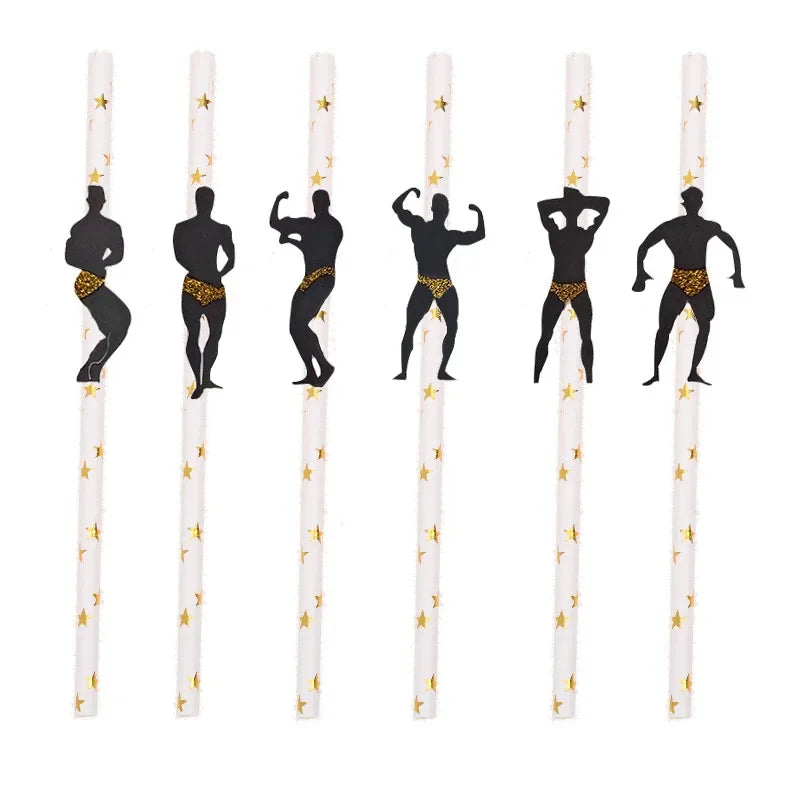 6Pcs Stripper Dancing Men Straws Bachelorette Party Decorations Straws