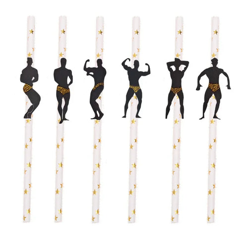 6Pcs Stripper Dancing Men Straws Bachelorette Party Decorations Straws