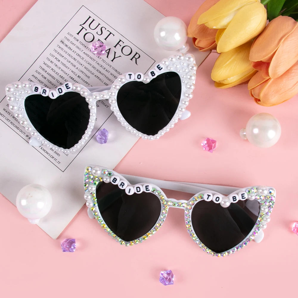 Pearl Bride to be Sunglasses Bachelorette Party Heart Glasses bridal