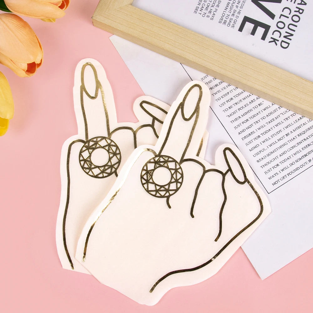 20pcs Dimond Ring Finger Napkins Bachelorette Party Paper Napkins