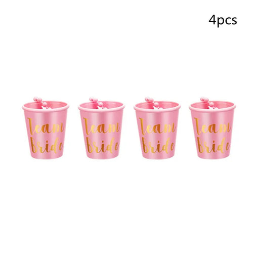 1Set Team Bride To Be Cup Plastic Shot Glasses Necklace Bachelorette