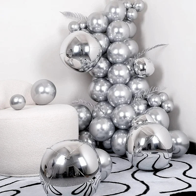 Gold Silver 4D Metallic Balloon Arch Garland Kit Wedding Graduation
