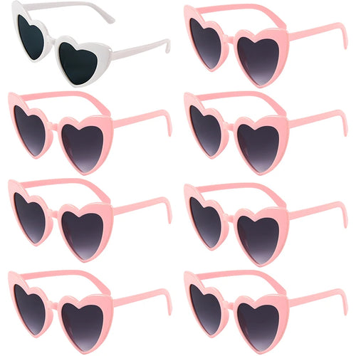 6/8Pcs Bachelorette Hen Party White Pink Sunglasses Heart Glasses