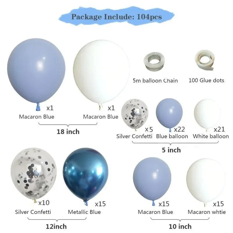 Blue Ocean Balloon Arch Garland Kit Clear Premium Latex Balloons