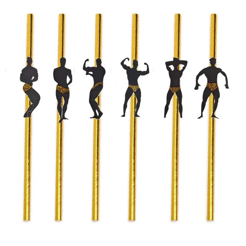 6Pcs Stripper Dancing Men Straws Bachelorette Party Decorations Straws
