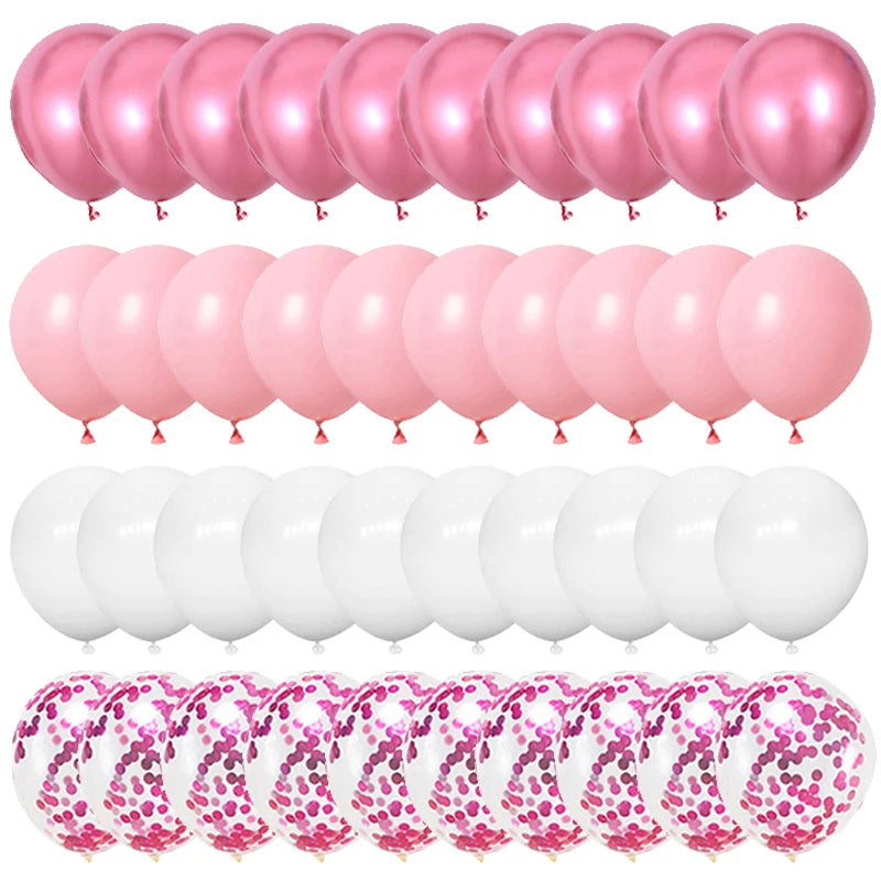 40pcs 12inch Rose Gold Mixed Confetti Latex Balloons Backdrop Birthday