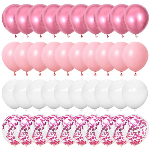 40pcs 12inch Rose Gold Mixed Confetti Latex Balloons Backdrop Birthday