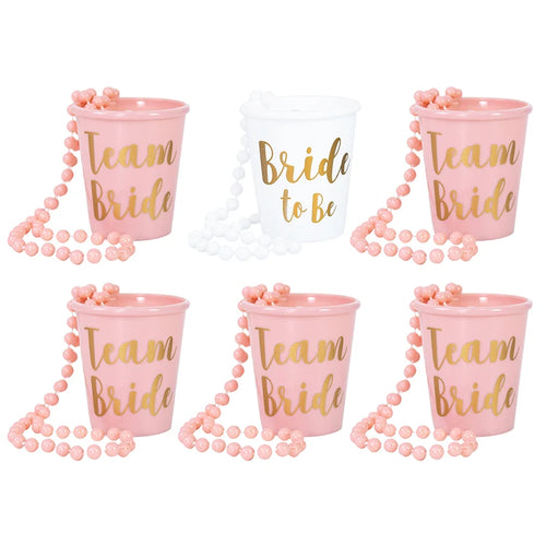 Team Bride Cups Bride To Be Plastic Shot Glasses Necklace Beads